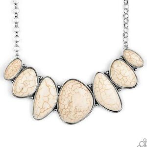 Paparazzi White Crackle Stone Necklace and Earring Set
